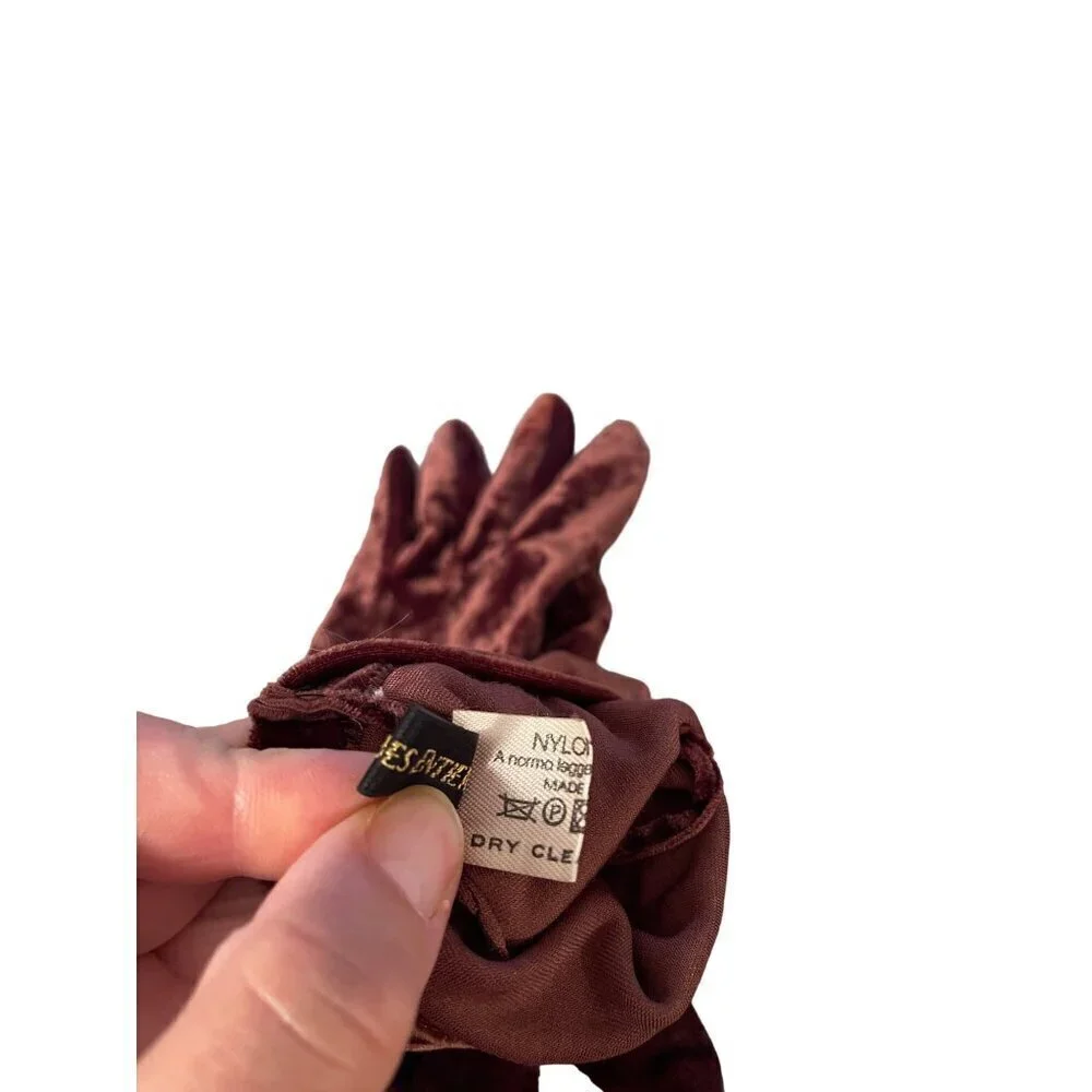 Classiques Entier Vintage 1990s Gloves One Size Brown Crushed Velvet Italy